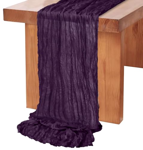 Gauze Table Runner Purple 35x120 Inch Halloween Rustic Cheesecloth Decor