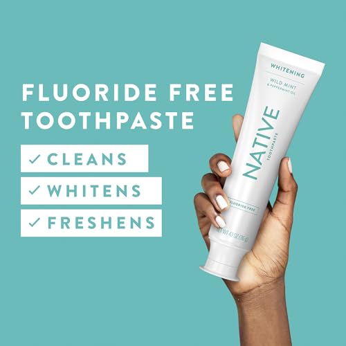 Native Fluoride-Free Whitening Toothpaste 4.1oz Pack of 3 Wild Mint & Peppermint Oil