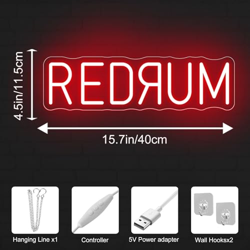 Redrum Neon Sign Horror LED Wall Light Creepy Gothic Room Decor - Variation