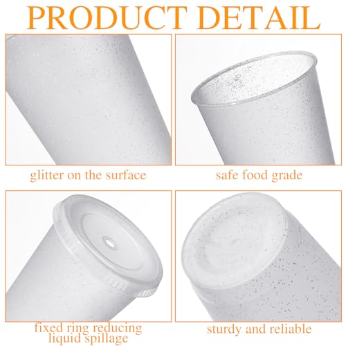 White Reusable Plastic Halloween Cups with Lids & Straws - 24 oz Bulk Party Drinkware