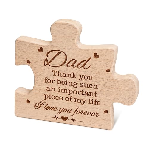 Father's Day Wooden Puzzle Sign - Dad Keepsake Plaque for Home & Desk Decor