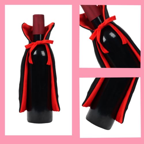 Halloween Vampire Cape Wine Bottle Covers Set for Party Decor - 2 Pieces