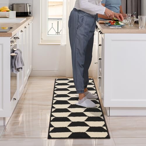 Kitchen Floor Mat Non Slip Washable Rug 47x20 Inches Diamond Pattern Stain Resistant