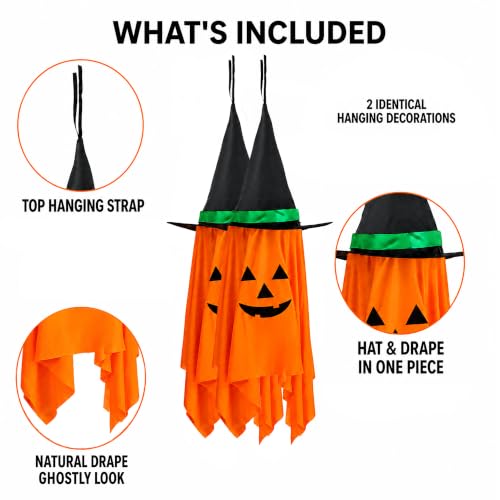 Weather-Resistant Hanging Pumpkin Decor Set for Halloween & Fall
