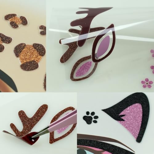 Animal Face Temporary Tattoo Stickers - Leopard, Tiger, Cat, Deer, Multicolour