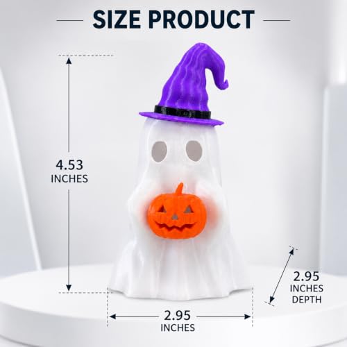 Halloween Ghost Decor with Pumpkin LED Light - Cute Spooky Seasonal Tabletop Accent