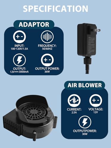 2 Pack 2.5A Inflatable Air Blower with 12V/3A Adapter & Colorful LED Lights - Variation of 2.5A/2P