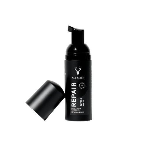 Mad Rabbit Tattoo Aftercare Soap - Tattoo Soap for New Tattoo - Fragrance Free Tattoo Foam Wash - Unscented Tattoo Cleaner Made with Clean + Vegan Ingredients, 2oz
