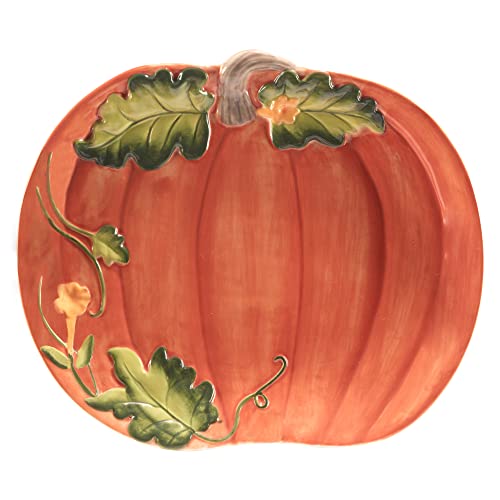Pumpkin Serveware Platter 13.75x11.5 Inches - Harvest Morning Fall Decor