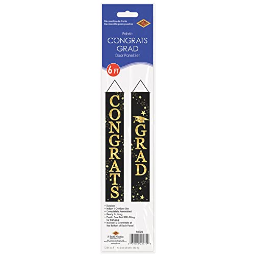 Black & Gold Graduation Door Banner Set - Indoor Outdoor Porch Signs