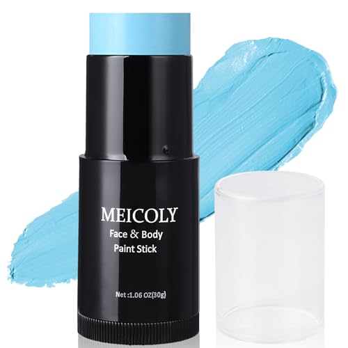 Light Blue Face Body Paint Stick - Waterproof, Sweatproof, 1.06 Oz for Cosplay & Halloween