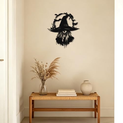 Halloween Witch Silhouette Wall Decor - Metal Indoor Halloween Decoration
