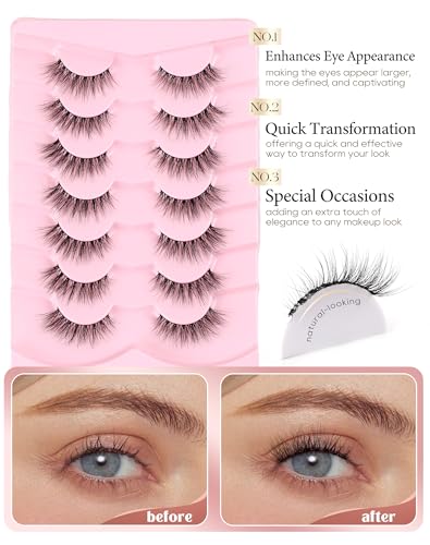 Onlyall False Lashes Natural Look Wispy Strip Eyelashes D37 - 8mm-14mm Variation