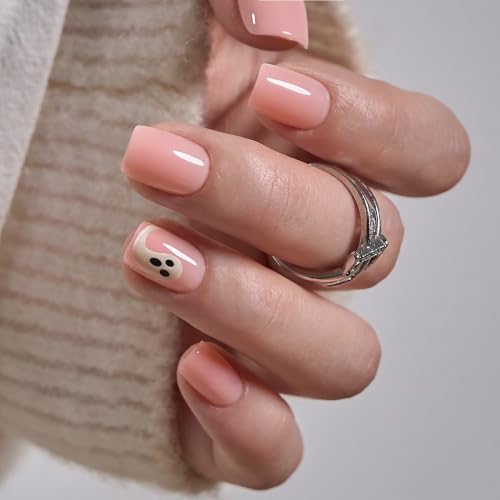 CurvLife Short Square Glow-in-the-Dark Press On Nails - Marshmallow Ghost