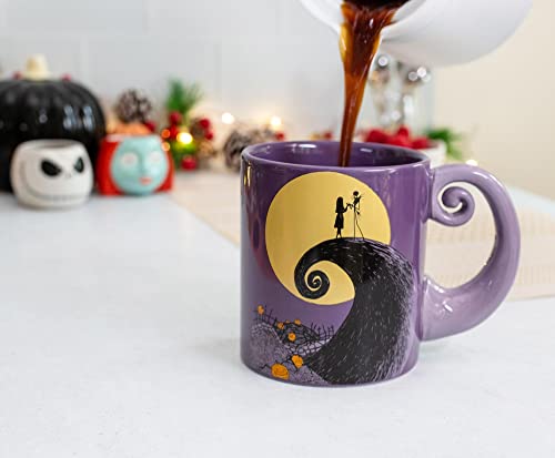 Nightmare Before Christmas Jack & Sally Ceramic Mug - Large 20oz Halloween Coffee Cup