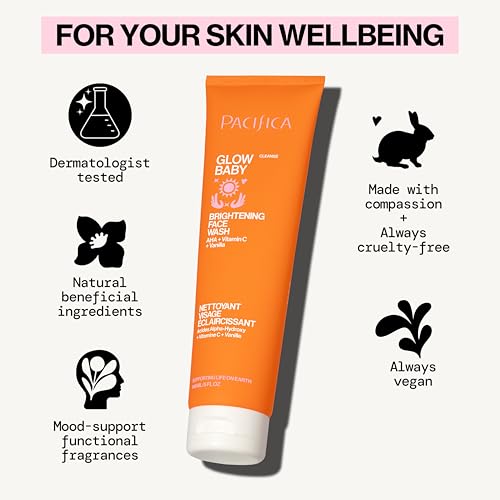 Pacifica Beauty Glow Baby Brightening Face Wash & Enzyme Face Scrub Set, Skincare, Vitamin C, Glycolic Acid, Vitamin E, Facial Cleanser, Exfoliator, Skin Care, Vegan, 5 fl oz and 4 fl oz (Set of 2)