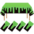 Halloween Tablecloth Set - Black and Green Ghost Disposable Cover, 4 Pack