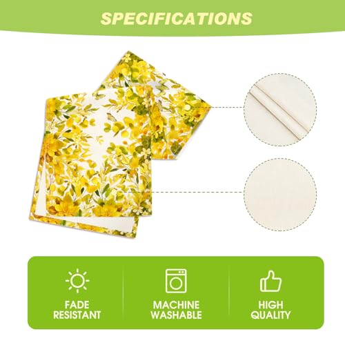 Yellow Floral Eucalyptus Table Runner 13x72 Inch Summer Home Decor