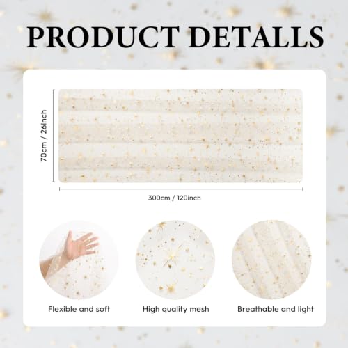 10PC Beigegold Gauze Table Runner 28x120 Inch Reversible Glitter Sheer for Wedding Holiday & Party Decor