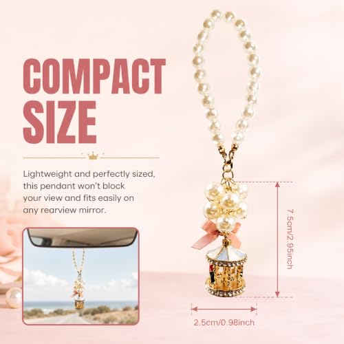 Girnfac BlueWhite Bling Rear View Mirror Hanging Ornament - Car Interior Decor