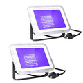 Black UV LED Party Lights 2 Pack, 50W Ultraviolet Fluorescent Lamp for Halloween and Disco