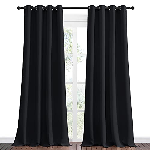 NICETOWN Blackout Curtain Shades - 2 Panels, 55x108 Inches, Black, Thermal Insulated Grommet Drapes, Variation of THIS listing