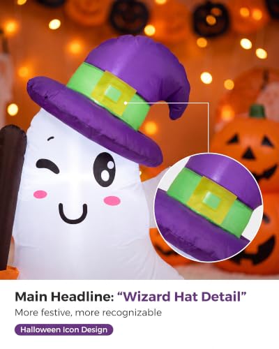 4 Ft Halloween Inflatable Ghost Outdoor Decoration with LED Lights
