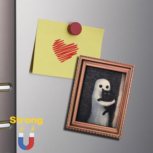 Halloween Fridge Magnets with Ghost and Black Cat - 6 Pcs Halloween Decoration Set