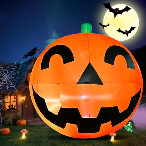 Giant 11.2Ft Halloween Inflatable Pumpkin with Built-in LED Lights for Yard and Party Decor