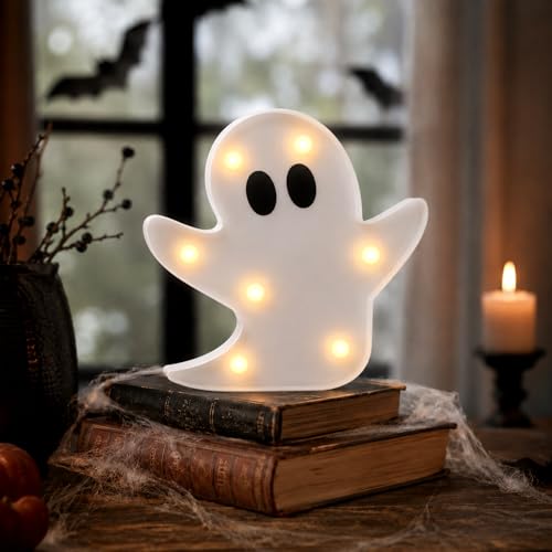 Halloween Ghost Decorations Light Up Ghost LED Marquee Sign - 2 Pcs Indoor Outdoor