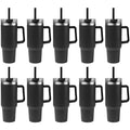 Black 10 Pack 40 oz Stainless Steel Insulated Tumblers with Lid Straw Handle – Customizable Drinkware