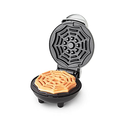 Halloween Spiderweb Mini Waffle Maker - Non-Stick, Easy Clean, 6.4in White