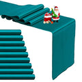 12x108 Inch Peacock Blue Satin Table Runner - 10 Pack for Wedding & Party Decor