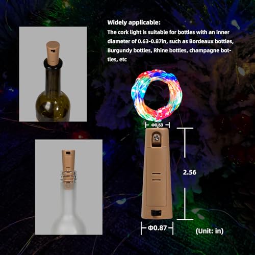 6 Pack Multicolor Bottle Lights - 20 LED, 6.6ft, Dual Battery Pack
