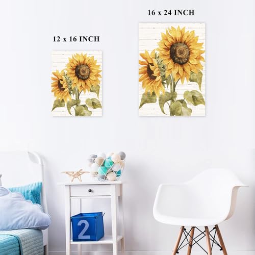 Sunflower Wall Decor Canvas - Rustic Floral Artwork for Living Room 16x24 Variation of THIS listing