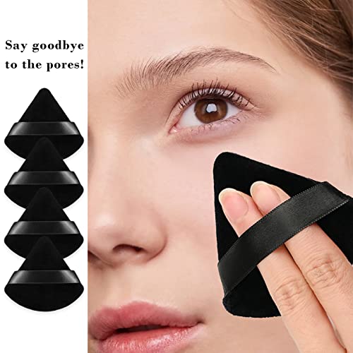 Black Triangular Powder Puff Makeup Sponges Set - Soft Velvet, Contouring & Eye Makeup Tools
