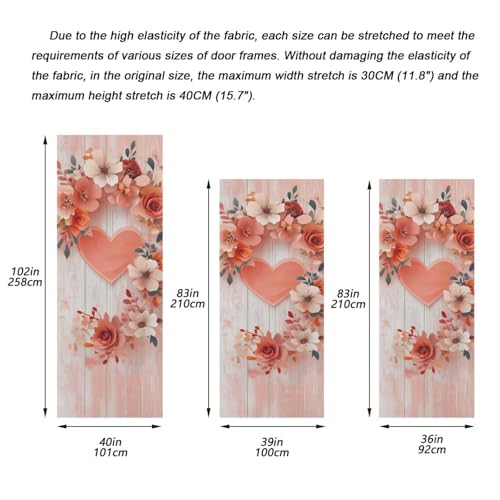 Valentine Heart Door Cover - Stretch Fabric Porch Decoration, 35x79 in - Variation of A26