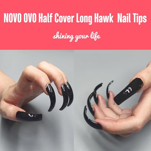 Long Square Claw Transparent Nail Tips - 10 Sizes, Clear, Extra Deep Curve, Soft Gel False Nails - Small Box Variation