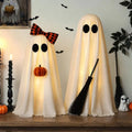 2 Pack Lighted Ghost Decorations with Broom & Pumpkin - Indoor Halloween Decor - Variation of This Listing