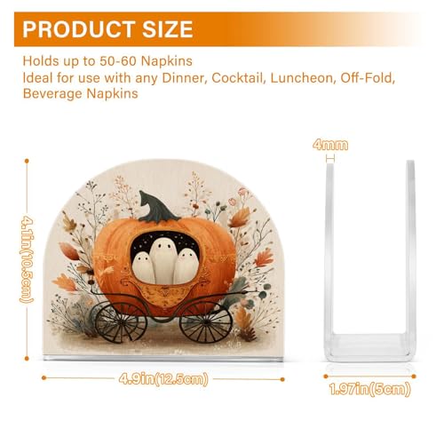 Halloween Pumpkin Plants Beige Napkin Holder - Acrylic Standing Dispenser
