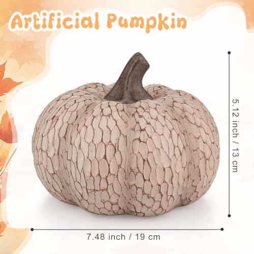 Big Facets Pumpkin Fall Decor - Rustic Artificial Pumpkin for Thanksgiving & Autumn