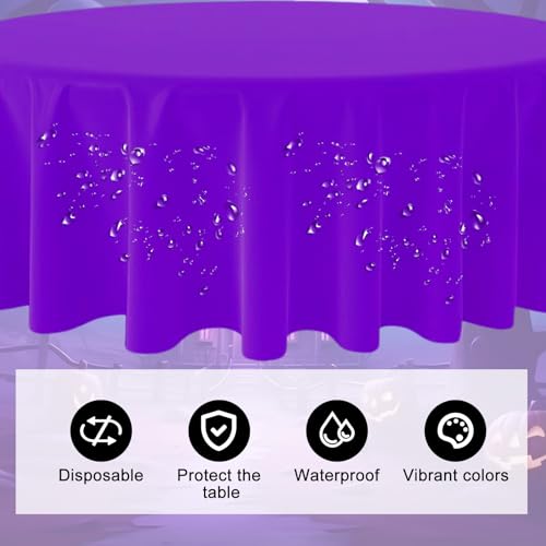 Halloween Disposable Plastic Tablecloth 12pcs - Round 84-inch Waterproof Cover with Color Options