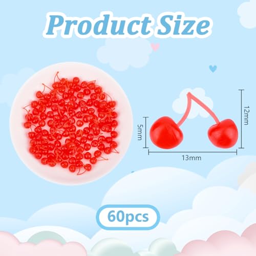 Artificial Plastic Cherry Decorations - Lifelike Red Mini Fruit Set, 60pcs