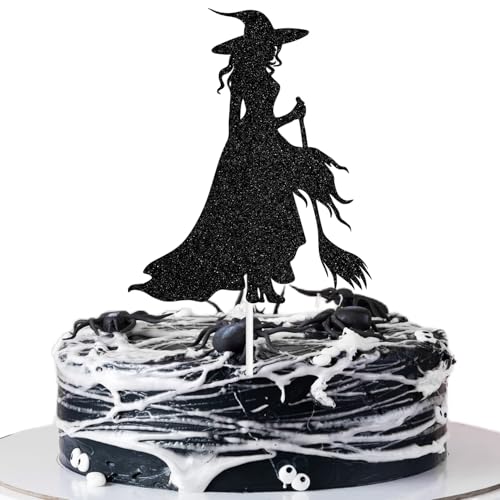 Witch Cake Topper Halloween Birthday Decorations for Girls Women