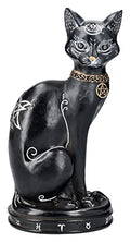 Gothic Zodiac Cat Figurine with Crescent Moon and Wiccan Charm - 12 Inches