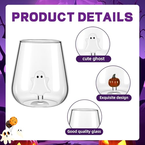 Halloween Ghost and Pumpkin Stemless Wine Glass Set - 2 Pack