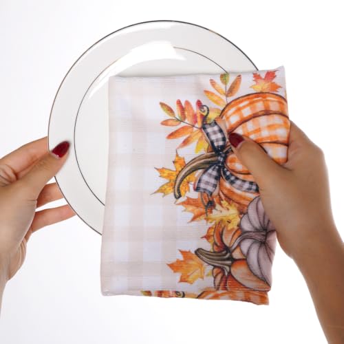 Fall Pumpkin Kitchen Towels - Autumn Dish Hand Towels Set of 2