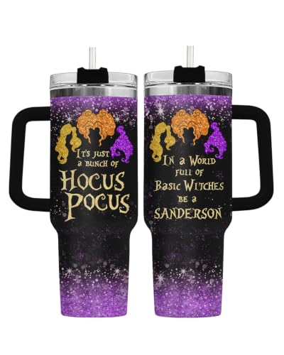 Three Witches 2 Glitter Tumbler with Handle - Halloween Spooky Lover Gift 40oz