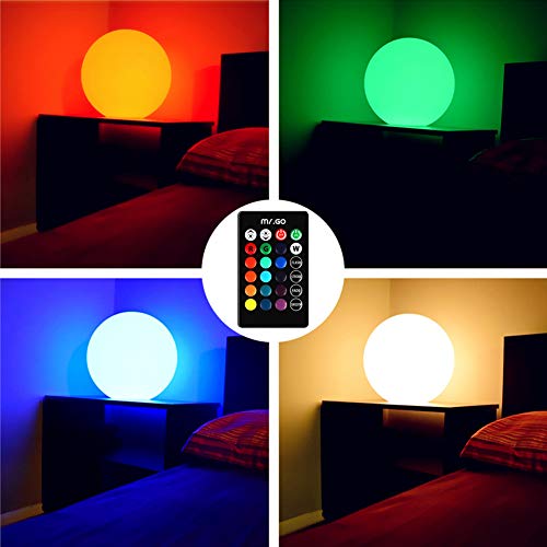 Rechargeable LED Globe Light with Remote, Dimmable RGB Night Mood Lamp Waterproof