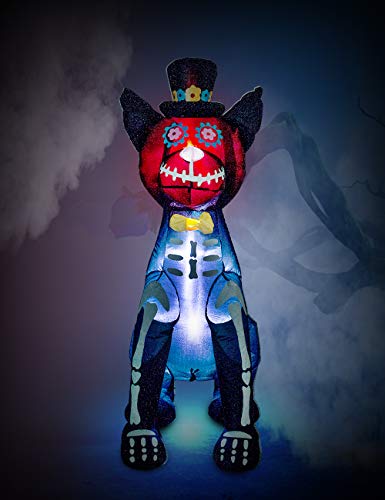 4Ft Halloween Inflatable Dog Skeleton - Spooky Yard Decor with Lights & Stakes